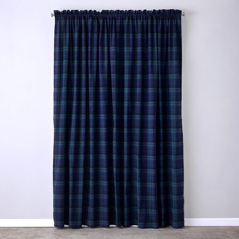SKL Home Hearthside Plaid Window Curtain Panel, 54X54, Green/Navy in Kuwait