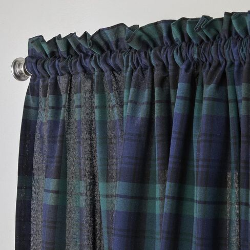 SKL Home Hearthside Plaid Window Curtain Panel, 54X54, Green/Navy in Kuwait