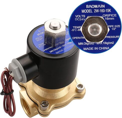 Baomain Pneumatic 1/2 Inch 12V/24V/110V/220V Normally Open 2 Way Brass Electric Solenoid Valve for Water,Air 2W-160-15K (DC 24V) in Saudi Arabia