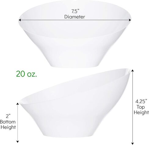 PLASTICPRO Disposable Angled Plastic Bowls Round Small Serving Bowl, Elegant for Party's, Snack, or Salad Bowl, White, Pack of 8 in Saudi Arabia