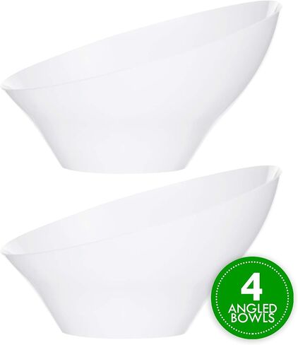PLASTICPRO Disposable Angled Plastic Bowls Round Small Serving Bowl, Elegant for Party's, Snack, or Salad Bowl, White, Pack of 8 in Saudi Arabia