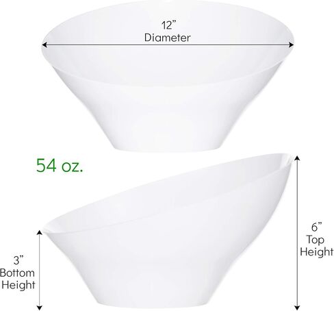 PLASTICPRO Disposable Angled Plastic Bowls Round Small Serving Bowl, Elegant for Party's, Snack, or Salad Bowl, White, Pack of 8 in Saudi Arabia