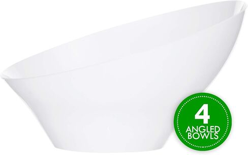 PLASTICPRO Disposable Angled Plastic Bowls Round Small Serving Bowl, Elegant for Party's, Snack, or Salad Bowl, White, Pack of 8 in Saudi Arabia