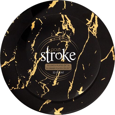 PLASTICPRO 32 Piece Combo Plates Set includes 16-7'' inch Plates & 16-10'' inch Plates Black Plastic PartyPlates Premium heavyweight Elegant, Disposable, Tableware, Dishes, in Saudi Arabia