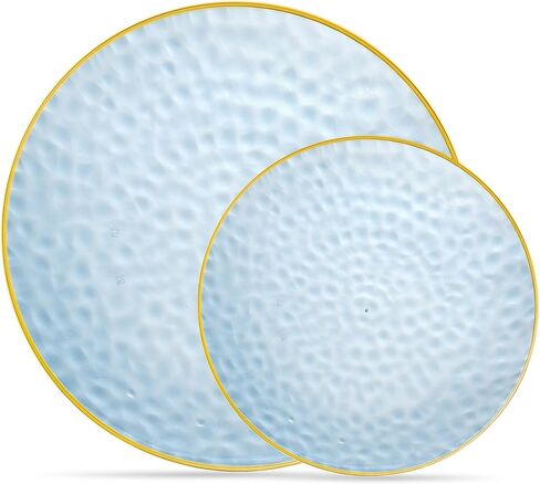 PLASTICPRO 32 Piece Combo Plates Set includes 16-7'' inch Plates & 16-10'' inch Plates Black Plastic PartyPlates Premium heavyweight Elegant, Disposable, Tableware, Dishes, in Kuwait