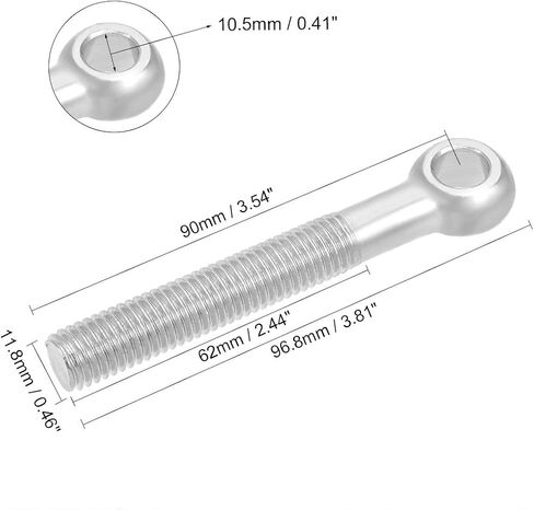 uxcell M12 x 90mm 304 Stainless Steel Machine Shoulder Lift Eye Bolt Rigging 4pcs in Saudi Arabia