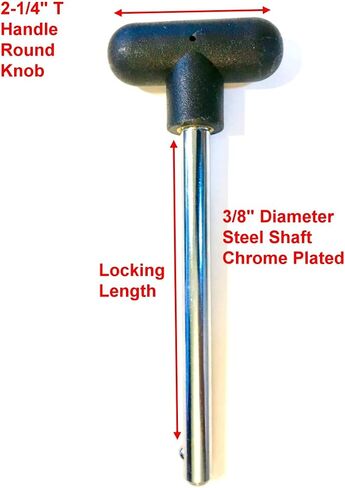 SBDs Quick Release Pin, Tensile (3/8" Dia) 3-1/4 Locking Space | T Handle Round Knob | Cotterless Chrome Plated Steel Shaft PIN | OEM Grade Fitness Eqpt Weight Stack Selector Key in Saudi Arabia