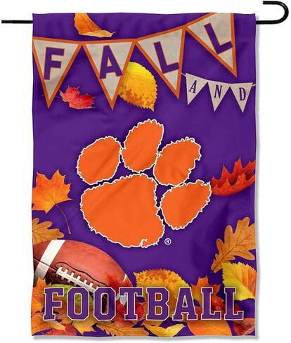Clemson Tigers Fall Leaves Football Season Garden Yard Flag in Saudi Arabia