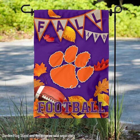 Clemson Tigers Fall Leaves Football Season Garden Yard Flag in Saudi Arabia