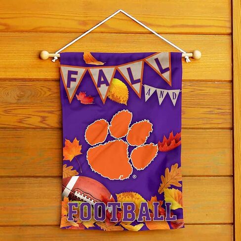 Clemson Tigers Fall Leaves Football Season Garden Yard Flag in Saudi Arabia