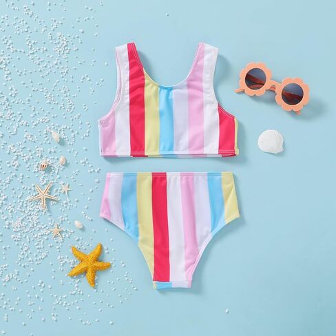 Toddler Girl Bathing Suit Bikini Sets 2-Piece Swimsuit Set Summer Stripe Beach Bikini in Kuwait