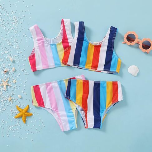 Toddler Girl Bathing Suit Bikini Sets 2-Piece Swimsuit Set Summer Stripe Beach Bikini in Kuwait