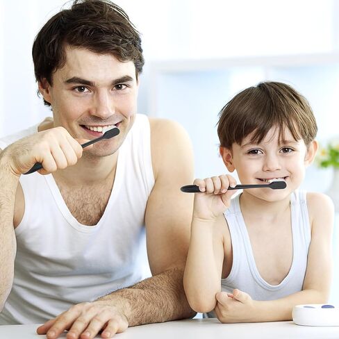 فرشاة أسنان يدوية فائقة النعومة من سيبا مع شعيرات متموجة/مسطحة، فرشاة أسنان مايكرو نانو للثة الحساسة وتراجع اللثة، الأطفال البالغين، كبار السن، حماية اللثة الهشة، 4 وحدات/2 نمط (أسود، أبيض) in Saudi Arabia