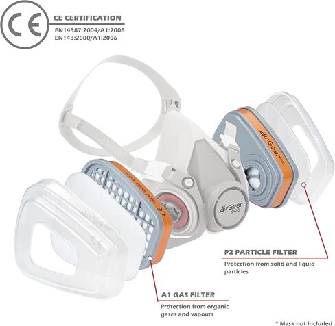 AirGearPro F-500 Multi Gas Cartridge, Carbon Filters for Reusable Respirator Gas mask G-500/M-500/G-750, Anti Dust, Anti Gas for Chemical, Industrial, Painting, DIY, Sanding Work in Saudi Arabia