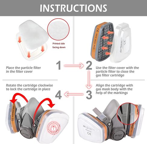 AirGearPro F-500 Multi Gas Cartridge, Carbon Filters for Reusable Respirator Gas mask G-500/M-500/G-750, Anti Dust, Anti Gas for Chemical, Industrial, Painting, DIY, Sanding Work in Saudi Arabia