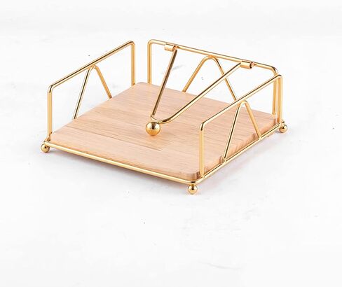 Flat Napkin Holder for Table, Rustic Vintage Wood Napkin Dispenser, Square Paper Napkin Holder with Weighted Arm and Wood Base, Black Tissue Holder for Kitchen Dinning Table Restaurants Countertop in Saudi Arabia