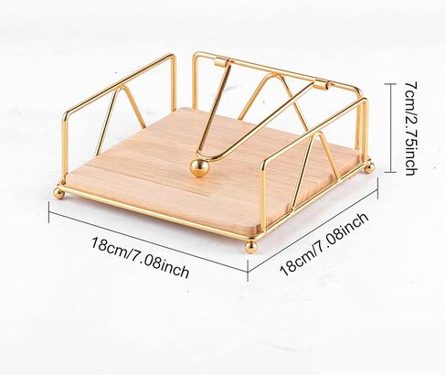 Flat Napkin Holder for Table, Rustic Vintage Wood Napkin Dispenser, Square Paper Napkin Holder with Weighted Arm and Wood Base, Black Tissue Holder for Kitchen Dinning Table Restaurants Countertop in Saudi Arabia