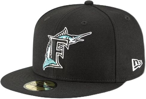 New Era MLB 59FIFTY Cooperstown Authentic Collection Fitted On Field Game Cap Hat (7 3/4, Miami Marlins Black Cooperstown) in Saudi Arabia