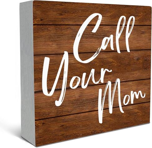 Funny Call Your Mom Rustic Wood Box Sign Desk Decor, Inspirational Quotes Wooden Block Box Sign Decoration For Home Bedroom College Dorm Shelf Table Decor in Saudi Arabia