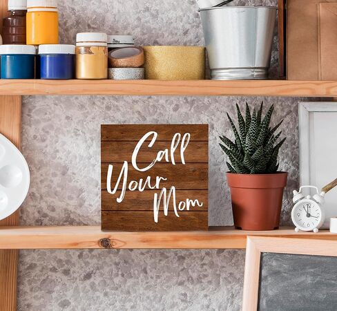 Funny Call Your Mom Rustic Wood Box Sign Desk Decor, Inspirational Quotes Wooden Block Box Sign Decoration For Home Bedroom College Dorm Shelf Table Decor in Saudi Arabia