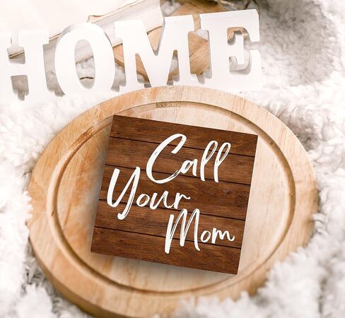 Funny Call Your Mom Rustic Wood Box Sign Desk Decor, Inspirational Quotes Wooden Block Box Sign Decoration For Home Bedroom College Dorm Shelf Table Decor in Saudi Arabia