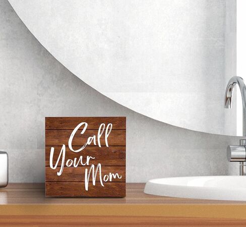Funny Call Your Mom Rustic Wood Box Sign Desk Decor, Inspirational Quotes Wooden Block Box Sign Decoration For Home Bedroom College Dorm Shelf Table Decor in Saudi Arabia