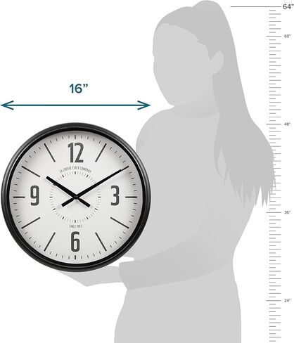 La Crosse Clock 404-3041C 16 بوصة سوليفان أسود صناعي كوارتز ساعة حائط تناظرية in Kuwait