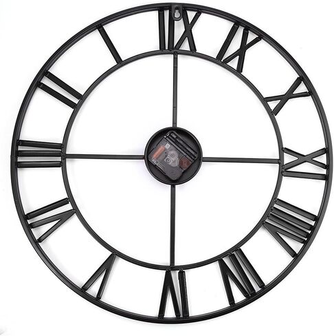 Oversized Roman Numeral Wall Clock, Eruner European Retro Handmade Industrial Large Decorative 3D Metal Clock Non-Ticking European for Kitchen Living Room Cafe Restaurant Decor Red 18.5" in Saudi Arabia