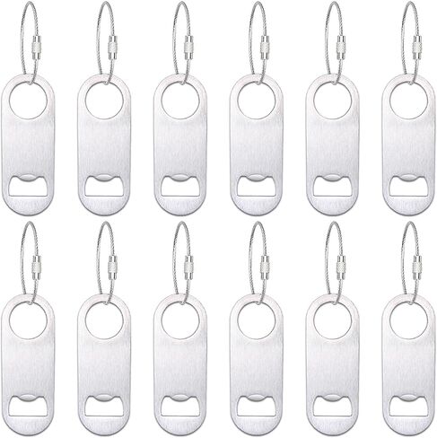 12 Pack Stainless Steel Flat Bottle Opener with Keychain 3.5 x 1.3 Inches Beverage Beer Bottle Opener Keychain Key Ring for Men Women Bartender Kitchen Bar Restaurant in Saudi Arabia