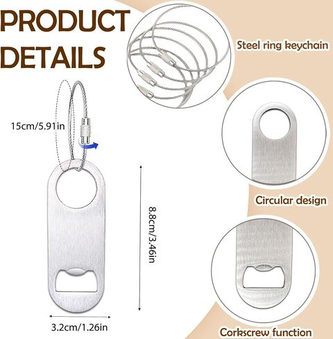 12 Pack Stainless Steel Flat Bottle Opener with Keychain 3.5 x 1.3 Inches Beverage Beer Bottle Opener Keychain Key Ring for Men Women Bartender Kitchen Bar Restaurant in Saudi Arabia
