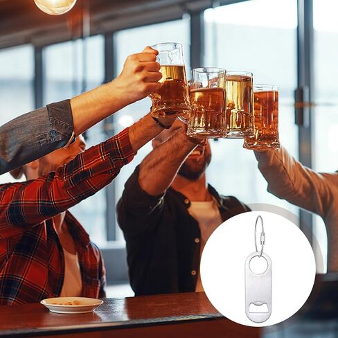 12 Pack Stainless Steel Flat Bottle Opener with Keychain 3.5 x 1.3 Inches Beverage Beer Bottle Opener Keychain Key Ring for Men Women Bartender Kitchen Bar Restaurant in Saudi Arabia