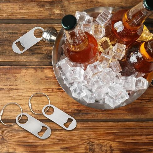 12 Pack Stainless Steel Flat Bottle Opener with Keychain 3.5 x 1.3 Inches Beverage Beer Bottle Opener Keychain Key Ring for Men Women Bartender Kitchen Bar Restaurant in Saudi Arabia