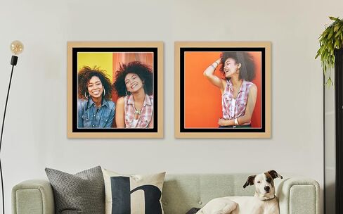 إطار 11x11 من الخشب الأسود مع حصيرة بيضاء | إطار 14x14 مطفي إلى 11x11 | اعرض صورتك تحت واجهة الحماية من الكسر المصنوعة من الأكريليك بالأشعة فوق البنفسجية، مع دعامة من اللوح الإسفنجي وأدوات تعليق على الحائط - إطار مربع للحائط in Kuwait