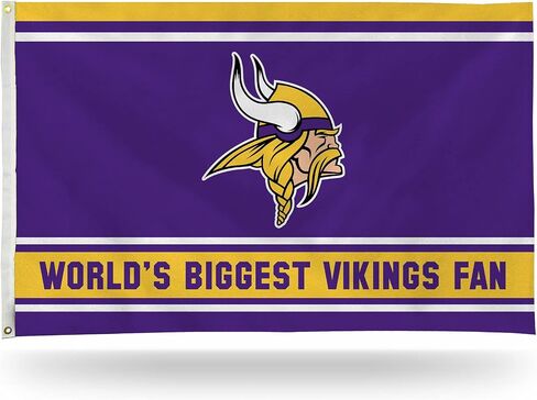 Rico Industries NFL Minnesota Vikings World's Biggest Fan 3' x 5' Banner Flag 3' x 5' Banner Flag Single Sided - Indoor or Outdoor - Home Décor in Saudi Arabia