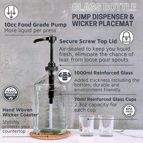37oz Large Mouthwash Dispenser for Bathroom - Mouthwash Pump Dispenser, Glass Mouthwash Dispenser with Cups, Mouthwash Bottle Glass Dispenser, Mouth Wash Container for Bathroom (Gold) in Saudi Arabia