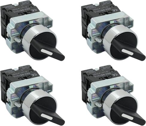 3 Position Maintained Selector Rotary Switch - Waterproof Self-Lock Switch, 22mm Mounting Hole, NO/NO Control Function, 220VAC Voltage and 10A Contact Current - XB2-BD33 Model (2 Pack) in Saudi Arabia
