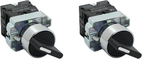 3 Position Maintained Selector Rotary Switch - Waterproof Self-Lock Switch, 22mm Mounting Hole, NO/NO Control Function, 220VAC Voltage and 10A Contact Current - XB2-BD33 Model (2 Pack) in Saudi Arabia