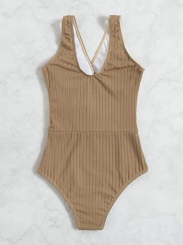 WDIRARA Women's Color Block Tie Side Wrap V Neck One Piece Swimsuit Monokini Swimwear in Saudi Arabia
