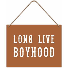 Long Live Boy Hood - 8"X10" Wooden Sign With Sisal Rope, Bedroom, Play Room Wall Decor, Front Door, Birthday, Christmas Gift For Kids, Boy, Teen, Man, Home Decoration & Supplies(Brown)-A05