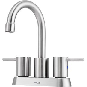 PARLOS 2-Handle Swivel Bathroom Sink Faucet Centerset Vanity Mixer Tap 3 Holes Lavatory Faucet Without Drain Assembly, Brushed Nickel