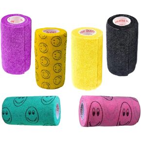 4 Inch Self Adhesive Medical Bandage Wrap Sport Tape (Variety) (24 Pack) Strong Elastic Self Adherent Cohesive First Aid Sport Flex Rolls for Wrist Ankle Knee Sprains and Swelling