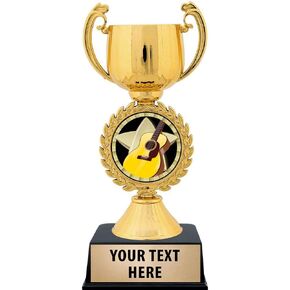Crown Awards Personalized Guitar Trophy, 7.25" Gold Cup Music Guitar Trophies with Free Custom Engraving Prime
