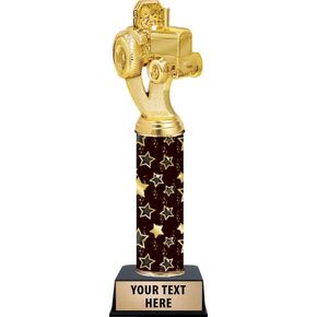 Personalized Black Starlite Tractor Pull Trophy, 11" Tractor Pull Trophy Award, Customize Now Prime