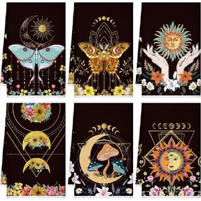 Boyiee Set of 6 Summer Beach Kitchen Towels Sea Ocean Animal Dish Towels Nautical Tea Towels 24 x 16 Inches Kitchen Gifts Turtle Jellyfish Seahorse Hand Towels for Farmhouse Bathroom Decorations