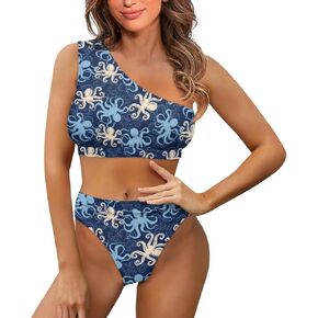 Swimsuit Women Plus Size Bathing Suit Cover ups for Swimwear One Shoulder Tankini Tops Sexy Bikini Sets