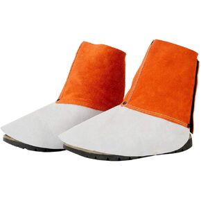 QeeLink Leather Welding Spats - Heat and Abrasion Resistant Welding Boot Covers - Shoes Protectors - Welding Gaiters, 1 Pair