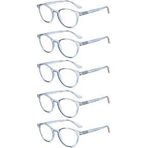Reading Glasses 5 Pairs Quality Reader Spring Hinge Glasses Blue Light Blocking Filter UV Ray/Glare Computer Readers Fashion Reading Glasses for Men and Women (5 pcs,Bright Black,2.50)