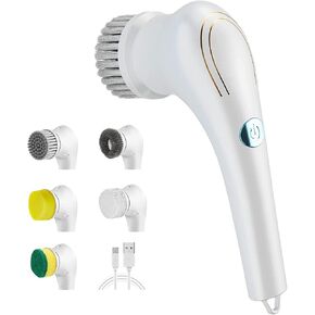 Electric Spin Scrubber, Cordless Handheld Cleaning Brush with 5 Replaceable Brush Heads, USB Rechargeable 360°Power Scrubber Mop for Wall Bathtub Window Kitchen Sink Shoes…