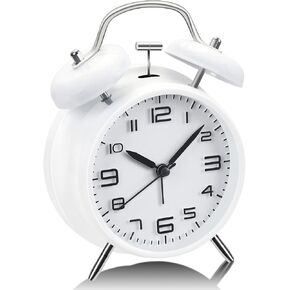 Super Loud Alarm Clock for Heavy Sleeper, 4 inches Twin Bell Alarm Clock, Easy Set and Night Light Function, Battery Operated Loud Alarm Clock, Back to School, Gift for Kid Student