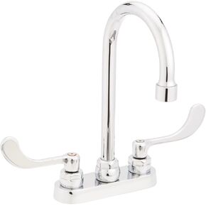 American Standard 7500.145.002 Monterrey Centerset 0.5 Gpm Lavatory Faucet with Gooseneck Spout and VR Metal Lever Handles Less Drain, Polished Chrome